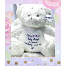 Personalised Embroidered White & Silver Angel Memory Teddy Bear