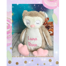 Personalised Embroidered Cream Plush Owl Teddy