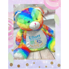 Personalised Embroidered Rainbow Plush Teddy Bear