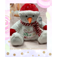 Personalised Embroidered First Christmas Snowman Teddy Bear
