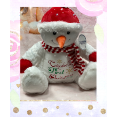 Personalised Embroidered First Christmas Snowman Teddy Bear