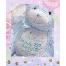 Personalised Embroidered Blue Plush Bear