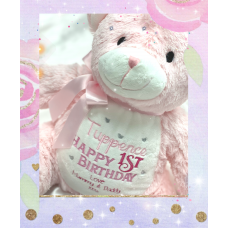 Personalised Embroidered Pink Plush Bear