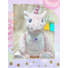 Personalised Embroidered Pink Plush Unicorn