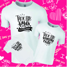 Here Comes Trouble Twinning Family T-Shirt Set